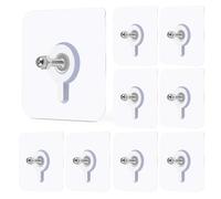 Housoutil 10pcs Self Adhesive Wall Screw Hooks， Punch- Free Wall- Mounted Hook, Seamless Transparent No Nails Hooks for Bathroom Kitchen, Load- Bearing up to 5kg, Silver, 16mm Rod, (54L32C18RA)