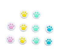 Housoutil 10pcs Silicone Cat Paw Pattern Joystick Grip Button Caps Thumb Stick Cover Flexible Non-slip Protective Covers for Game Controller Gaming Random Color