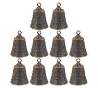 Housoutil 10pcs Vintage Brass Bell Pendants with Buddhist Texts Chic DIY Craft Charms for Decoration Wind Chime Accessories with Crisp Sound and Antique Style for Handmade