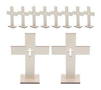 Housoutil 10Pcs Wooden Cross Ornaments Small Standing Crosses for Communion Baptism Party Table Centerpieces