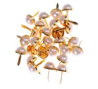 Housoutil 120pcs Gold Half-Round Pearl Head Brads for Clothing DIY, 12mm Metal Pin Fasteners with Two Legs for Scrapbooking and Craft Decoration