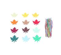 Housoutil 120pcs Kraft Paper Maple Leaf Hanging Tags with Make-a-Wish and Message Cards, Creative Vintage Style for Wedding Favor and Harvest Festival Decorations