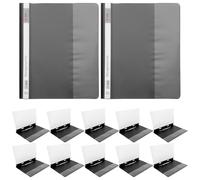 Housoutil 12pcs A4 Plastic Document Folders with Dual Hole Design, Lightweight File Sleeves for Office and Study, Black Reusable File Organiser Folder for Document Organisation