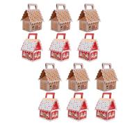 Housoutil 12pcs Christmas Cookie Boxes with Handles, House Shaped Paper Candy Boxes for Holiday Gifting and Storing Snacks, Unique Festive Design for Xmas Party Souvenirs