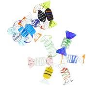 Housoutil 12Pcs Classic Style Abstract Hand-Painted Glass Candy Sculpture Crafts Mixed Colorful Glass Crystal Sweets Ornaments for Home Decor