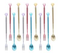 Housoutil 12pcs Diamond Tableware Designed Writing Pens with Smooth Ink Flow Ergonomic Handle Creative Fork Spoon Caps for Office School Journaling Crafting