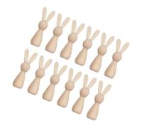 Housoutil 12pcs Easter Bunny Wooden Craft Kit Unfinished Smooth Painted Rabbit Figurines DIY Graffiti Decoration for Holiday Home Creative Activity