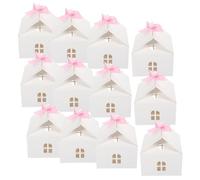 Housoutil 12pcs Hollow Paper Candy Box House Shaped Wedding Party Storage Boxes for Holiday Candy Bride Container