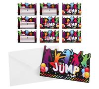 Housoutil 12pcs Jump Theme Birthday Party Invitations with Black Cards and Envelopes, Double-sided Fill-in Leap Party Invites for Boys, Suitable for Halloween and Christmas Events