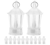 Housoutil 12pcs LED Mini Hexagonal Crystal Lanterns Flameless Handheld Retro Lamps for Bedroom Night Light Romantic Table Decor