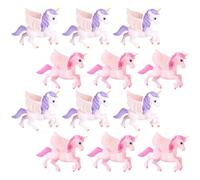 Housoutil 12Pcs Miniature Unicorn Figurines Wings Pink and Purple, Micro Landscape Decorations for Bonsai Craft, Mini Unicorn Ornaments Suitable for Fairy Garden and DIY Moss Scenes