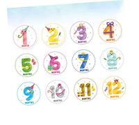 Housoutil 12pcs Monthly Sticker Milestone Newborn Belly Adorable Boy Girl Decorative Paste for Nursery Born Shower