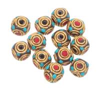 Housoutil 12PCS Tibetan Brass Buddhist Spacer Beads with Large Hole for DIY Jewelry Making Ethnic Nepalese Beads with Spiritual Back Cloud Detail for Bracelets Necklaces and Keychain