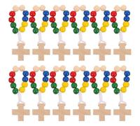 Housoutil 12pcs Wooden Jesus Cross Prayer Beads Rings with Devotional Design, Damage Resistant Spiritual Accessories for Wedding Favors and Special Occasions