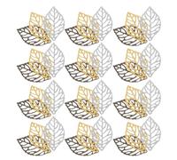 Housoutil 150pcs Hollow Leaf Charms Pendant Zinc Alloy Tree Leaf Craft Pendants for DIY Necklace Earring Hairpin Making Accessories Lightweight Jewelry Findings in Gold White and Antique
