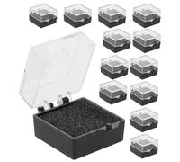 Housoutil 15pcs Black Acrylic Pin Display Box for Small Accessories and Jewelry, Smooth to Touch Protective Badge Case, Elegant Chic Style Suitable for Bathroom Vanity and Home Storage