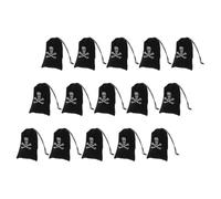 Housoutil 15pcs Black Pirate Skull Drawstring Bag Made of Polyester with Easy to Clean Material and Secure Closure, for Candy and Jewelry Storage or Wedding Favors, 15.5x11.5cm