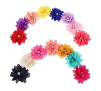 Housoutil 15pcs Floral Collar Charms for Dogs and Cats Chiffon Flowers with Rhinestones and Fake Pearls, Lightweight and Easy to Clean Pet Collar Accessories for Weddings and Random Color
