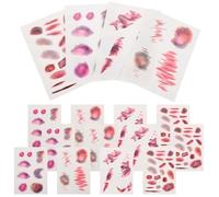 Housoutil 16 Sheets Halloween Fake Wound Stickers Set with Scars and Bruises, Temporary Tattoo Stickers for Zombie Makeup and Costume Party, Halloween Face Scar Makeup for Adults