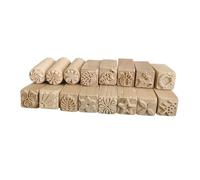 Housoutil 16pcs Wooden Mooncake Stampers Intricately Carved Cake Stamps for Pastries and Steamed Buns Portable DIY Craft Tool for Festive Baking and Holiday Celebrations Compact Home and