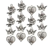 Housoutil 18pcs Silver Angel Charms for Jewelry Making DIY Craft Pendants with Smooth Surface Alloy Material Decorative Angel Shaped Accessories for Necklace and Bracelet
