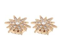 Housoutil 1pair Rhinestone Button Covers Hexagram Star Collar Brooch Sparkly Metal Embellishments for Shirts and Jackets DIY Fashion Accessory for Men and Women