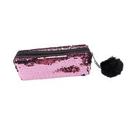 Housoutil 1Pc Glitter Sequin Pencil Bag Multifunctional Mermaid Pencil Pouch for Stylish Zipper Storage Case for Stationery Makeup School Supplies Pink Gold