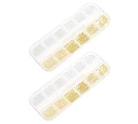 Housoutil 2 Boxes Steel Nail Beads Charms with Mixed Sizes and Silver Colour 12-grid Box Nail Studs Accessories for DIY Crafts and Special Occasions for Manicure Supplies Random Color
