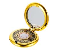 Housoutil 2-inch Feng Shui Pure Copper Automatic Luo Pan Compass with Flipping Cover, Miniature Waterproof Chinese Ancient Mirror Compass for Camping and Outdoor Navigation