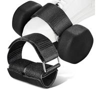 Housoutil 2 Pcs Dumbbell Attachment Ankle Straps for Weight Lifting, Black Cotton Tibialis Trainer Straps for Leg Workouts and Elliptical Pedal Fitness
