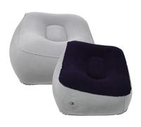 Housoutil 2 Pcs Inflatable Foot Rest Cushion PVC Flocking Foot Massage Stool for Travel Office Home Comfortable Grey Blue Grey Design for Airplane Car Use