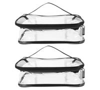 Housoutil 2 Pcs PVC Travel Lunch Bags with Handle and Zipper, Waterproof Tote for Snacks and Toiletry, Lightweight Large Capacity Portable Bags for Daily Use and Picnics