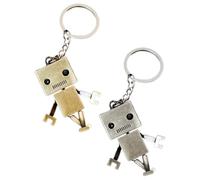 Housoutil 2 Pcs Vintage Robot Keychain Metal Key Rings Lightweight Compact Design for Purse Or Handbag Charm Accessories