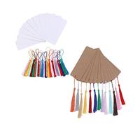 Housoutil 2 Sets Blank Paper Bookmarks with Decorative Tassels Solid Color DIY Craft Supplies for Reading Gift Tags for Book Lovers and Chinese Culture Enthusiasts