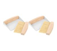Housoutil 2 Sets Mini Desktop Cleaning Brush and Dustpan Set with Soft Nylon Bristles and Beech Handle, Lightweight and Convenient to Store for Keyboard and Computer Cleaning