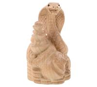 Housoutil 2025 Year of the Snake Wooden Figurine Mini Chinese Snake Sculpture Feng Shui Ornament Zodiac Mascot Home Decor Success Luck
