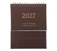 Housoutil 2027 Desk Calendar for Office and Home Workspace, Coffee Colour Paper Material with Time Management and Flat Writing Surface, Minimalist Monthly Academic Year Planner