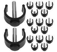 Housoutil 20pcs Adjustable Black Cane Tips and Clamp Cup Holders for Canes and Walking Sticks, Made of Sturdy Abs and Steel, Convenient and Secure Accessories for Enhanced Mobility