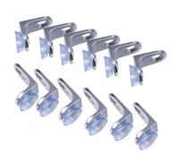 Housoutil 20pcs Alloy Glass Cabinet Plate Brackets with Suction Cups Board Fixed Holders for Glass Shelves Wood Plywood Easy Installation Silver Tone Support Pegs for Display Wine Shoe