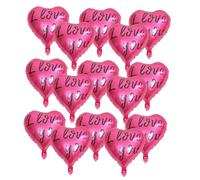 Housoutil 20Pcs Aluminum Foil Heart Balloons for Wedding Birthday Party Decoration Love Theme Balloon Set with I Love You Lettering Easy to Use for Wall Ceiling Hanging
