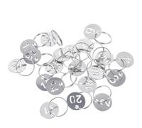 Housoutil 20pcs Stainless Steel Round Number Key Tags with Rings, 23mm Diameter Key Hanging Labels for Fitness Centre and Hotel, Hollowed Design and Not Easily Deformed