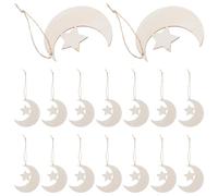 Housoutil 20pcs Unfinished Wood Moon and Star Shape Cutouts for DIY Crafts, Natural Wood Material with Intricate Cutouts, for Shower Presents Or Decorating A Room