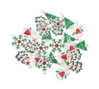 Housoutil 24pcs Christmas Alloy Charms for Jewelry Making Silver White Enamel Christmas Tree Snowflake Bell Pendants for Necklace Bracelet Earrings DIY Holiday Craft Supplies