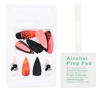 Housoutil 24PCS Halloween Spider Web False Nails Full Cover Fake Nails for Women Long False Set