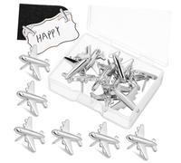 Housoutil 24pcs Metal Airplane Push Pins for Bulletin Board Silver Thumb Tacks with Needle Decorative Map Pins for Office Cork Board Creative and Stylish Accessories for Notes and Photos