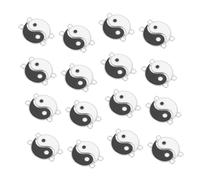 Housoutil 24PCS Tai Chi Bagua Alloy Charm Pendants for DIY Jewelry Making Black and White Double-ear Drop Oil Pendants Skin-friendly Keychain Findings for Bracelets and Necklaces Crafting