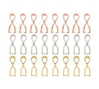 Housoutil 24pcs Vintage Brass Pendant Buckles for Jade Crystal Charms | Delicate Brass Craft Accessory, Heat Resistant Finish, Gift Use, Bedroom Decor, Jewelry Making Projects Random Color