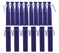 Housoutil 25pcs Blue Flannel Pen Drawstring Bag with Protective Sleeve for Writing Tools Storage, Compact Pen Holder Suitable for Home and Handbag Use, for Students and Clerks