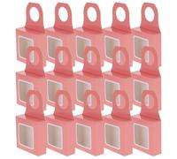 Housoutil 25pcs Foldable Case Wine Bottle Boxes Kraft Paper Pink Rectangular with Pvc Window Multi-functional Ample Capacity Elegant Design for Festival Packaging