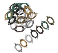 Housoutil 28pcs Oval Alloy Pendant Settings with Polished Finish and Resisting Fingerprints for Necklace DIY and Gatherings Vintage Style Jewelry Making Tray Pendants